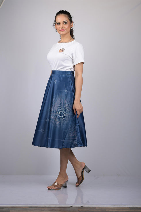 Printed Skirt For Women black Digital Print Party Wear Skirt (OTLKT1013)